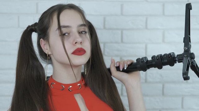 Girl with a monopod