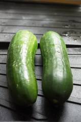 fresh green cucumber collection outdoor on market macro