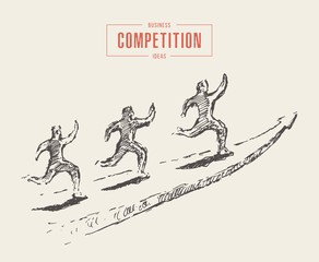 Businessmen competing success draw a vector sketch
