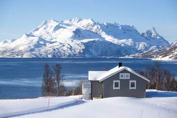 traditional norwegian wooden house rorbu