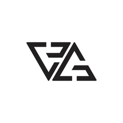 linked letter eg triangle logo vector