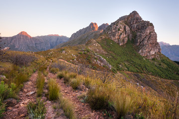 Dirt road on the top of a beautiful mountain, in the Western Cape, South Africa.