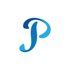 letter p simple gradient 3d logo vector