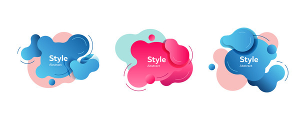 Blue and pink design shapes. Dynamical colored forms. Gradient banners with flowing liquid shapes. Template for design of invitation, business card or presentation. Vector illustration