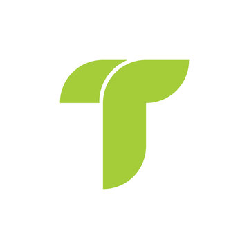 Letter T Simple Geometric Leaf Logo Vector