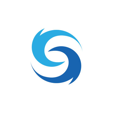 letter s curves circles blue waves rotation simple logo vector