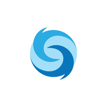letter s curves circles blue waves rotation simple logo vector