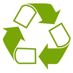 Obraz premium Recycle logo green flat style icon recyclable products symbol isolated on white background