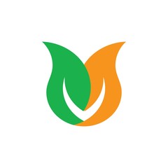 linked leaf geometric logo vector