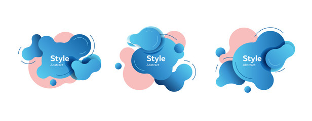 Obraz premium Set of abstract liquid shapes. Dynamical colored forms and line. Gradient banners with flowing liquid shapes. Template for design of cover, flyer or presentation. Vector illustration