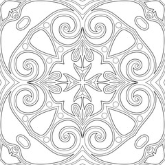 Monochrome Seamless Pattern with Mosaic Motif