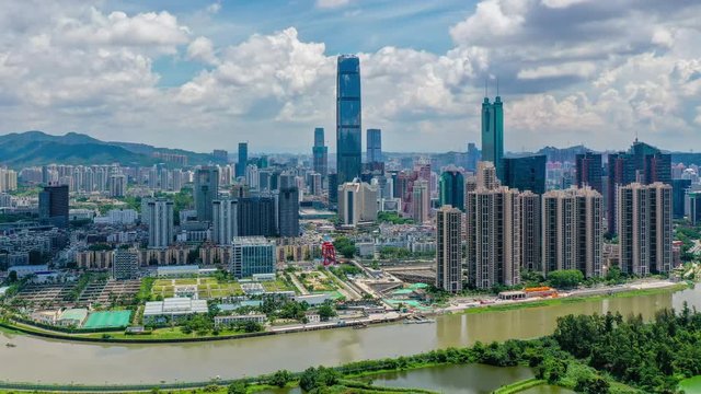 4k aerial hyperlapse video of Shenzhen CBD