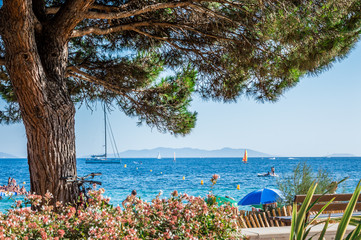 Driving a cabriolet car in French Riviera