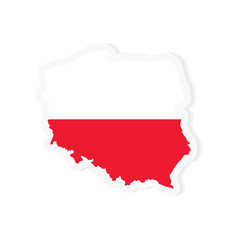 red and white Poland map and flag- vector illustration