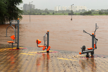 Open Gymkhana under flood water influence