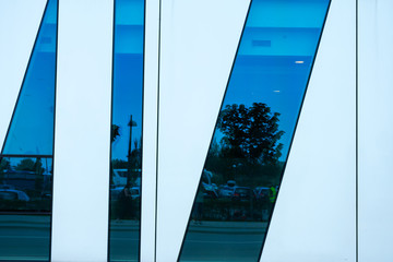 Facade of a glass building. Close-up. Architecture. Backgrounds.