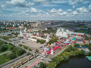 Fototapeta premium Panorama of the Izmailovo Kremlin in Moscow, Russia. Panoramic aerial drone view