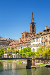Cityscape of Strasbourg with the Cathedrale Note Dame, France