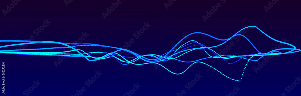 Poster sound wave element. abstract blue digital equalizer. big data visualization. dynamic light flow. 3d 