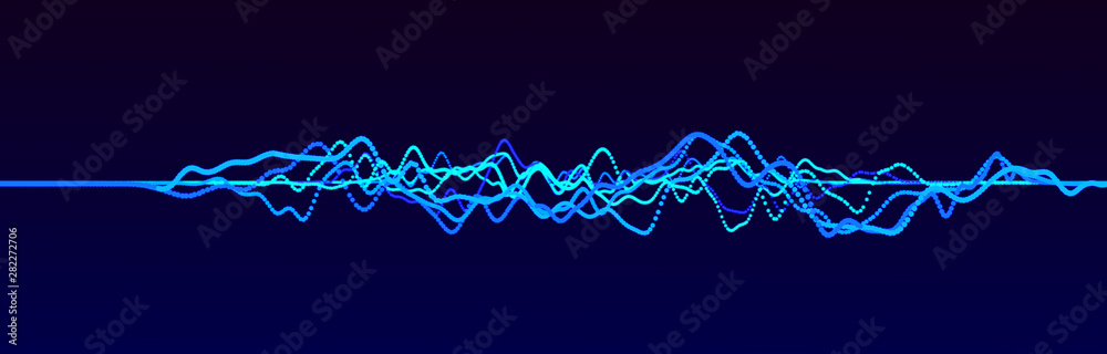 Poster sound wave element. abstract blue digital equalizer. big data visualization. dynamic light flow. 3d 