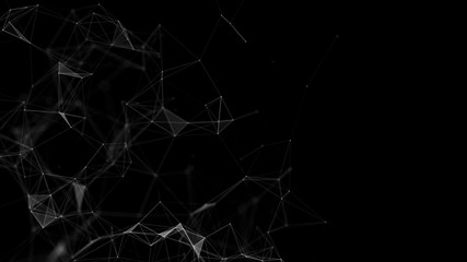 Abstract black digital background. Big data visualization. Science background. Big data complex with compounds. Lines plexus.