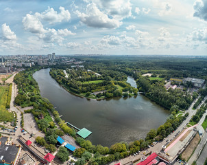 Fototapeta premium The Estate Of The Romanovs In Izmailovo. Moscow, Russia. Aerial panoramic drone view