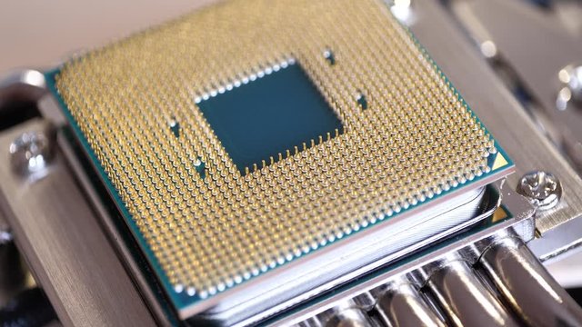 CPU with processor cooling system. Central processing unit