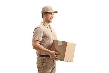 Delivery man holding a package
