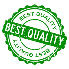 Grunge green best quality word round rubber seal stamp on white background