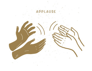 Vector illustration of applause hand drawn doodle human hands clapping isolated on white background. Good for web, prints, cards, banners, posters, placards, flayers design etc.