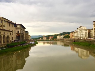 The Arno River in Florence Italy seen from the Ponte Vecchio