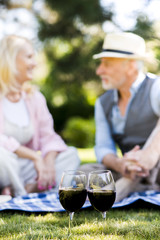 Glasses of wine with blurred background