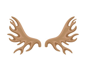 Huge branchy antlers of moose. Vector illustration on white background.