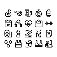 Minimal style icons of fitness and exercise