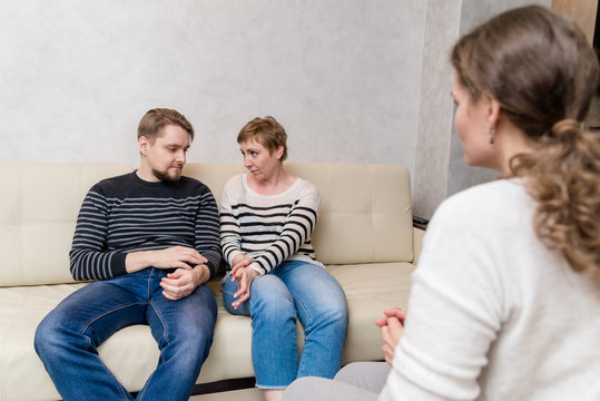 a man and a woman at a psychologist's consultation, family psychology. couple on consultation at the psychologist