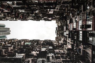 Densely populated housing estate, apartment building, Quarry Bay, Hong Kong Island, Hong Kong,...