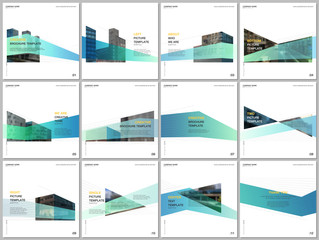 Minimal brochure template with trendy fresh colorful geometric design. Covers design templates for square flyer, leaflet, brochure, presentation, magazine, blog, social media advertising, online promo