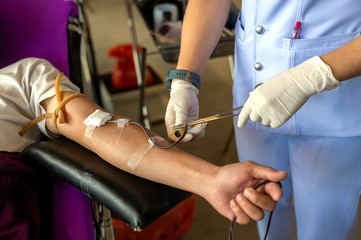 blood donation picture with soft-focus and over light in the background