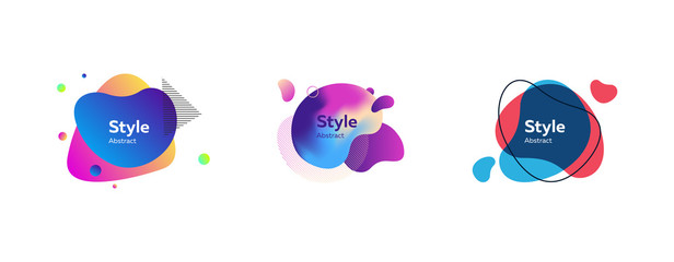 Modern bright neon shapes set