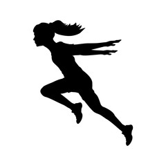 Fototapeta na wymiar Silhouette running girl hands back. Vector illustration