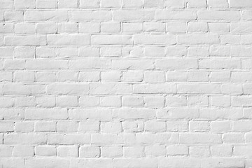 Clean white painted brickwork texture background pattern