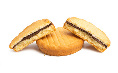 biscuit with chocolate hazelnut cream isolated