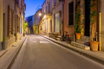 Arles. Old narrow street in the historic center of the city.