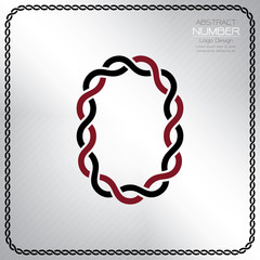 Modern number zero template, design the rope to be a alphabet, Vector