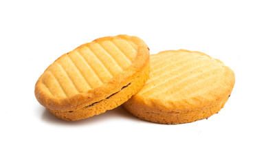 biscuit with chocolate hazelnut cream isolated