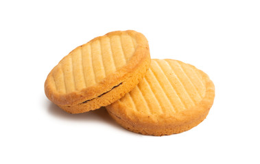 biscuit with chocolate hazelnut cream isolated