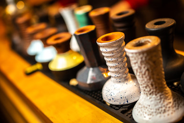 Shisha bowls for hookahs in an art cafe