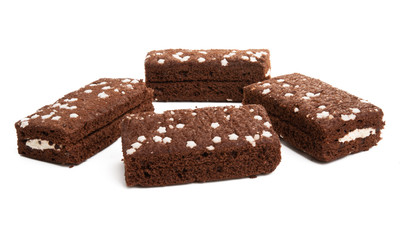 chocolate sponge cake isolated
