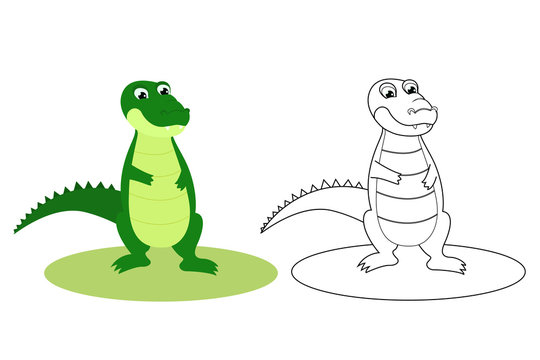 Coloring book for children, crocodile, vector illustration