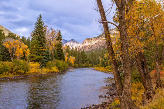 Rio Grande River Near Creede CO At Fall Time